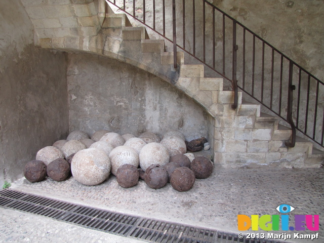 SX27495 Stone and metal cannon balls Chateau Royal de Collioure